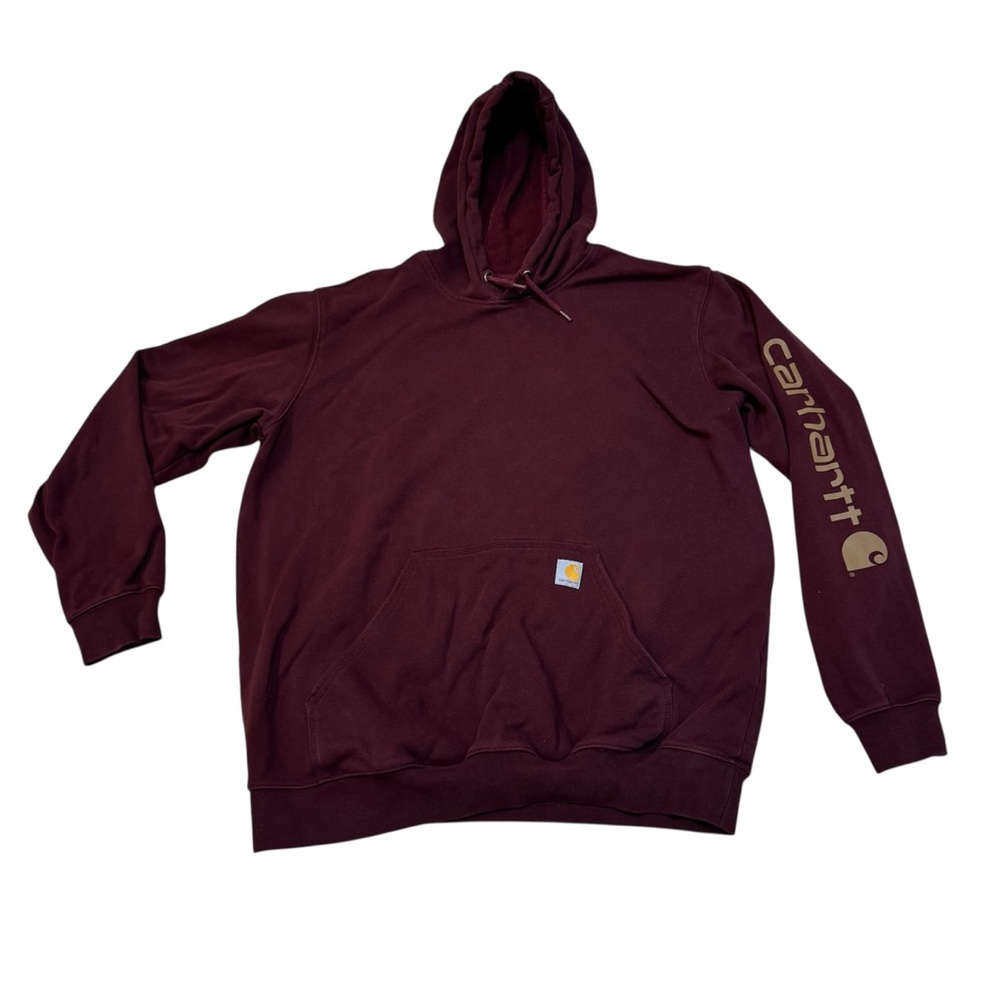Carhartt Men’s Loose Fit Midweight Logo Sleeve Hoodie Pullover K228 Port XL Tall